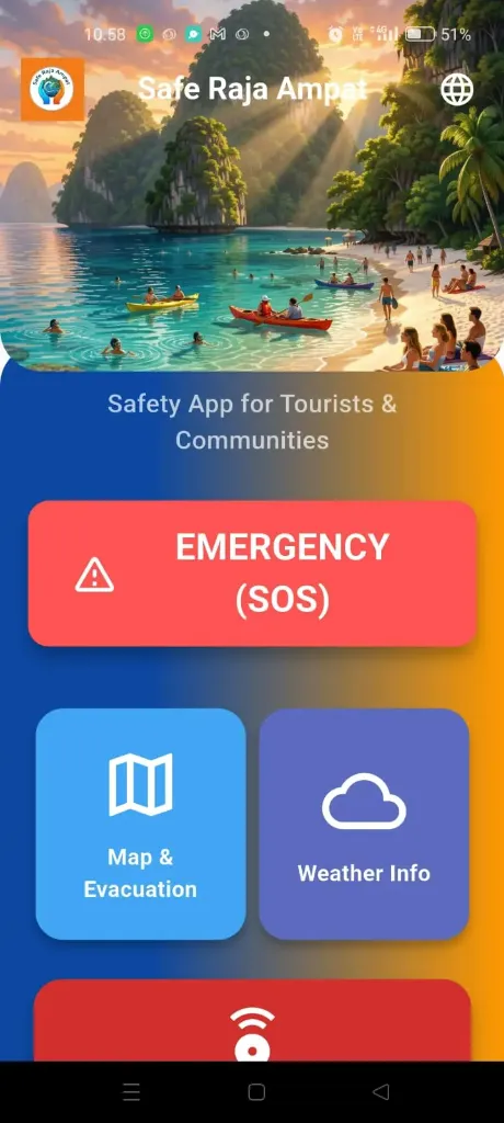 Tampilan beranda Safe Raja Ampat