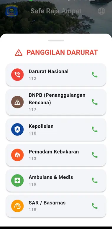 Panggilan darurat — Safe Raja Ampat
