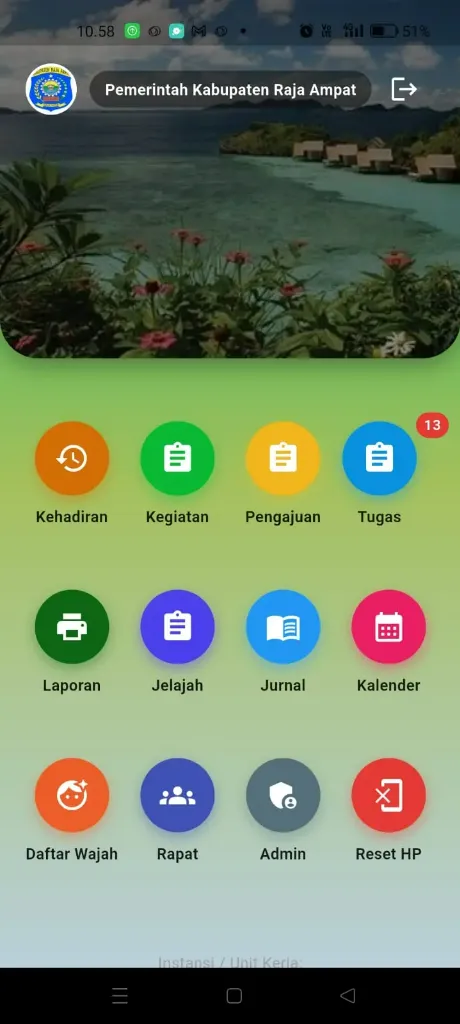 Tampilan dashboard SIPneX