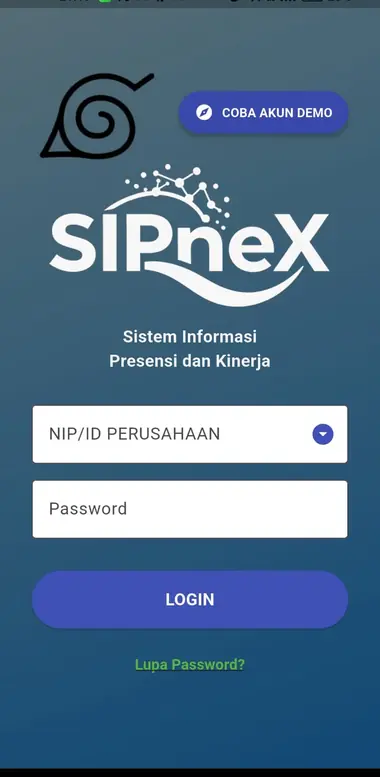 Masuk aplikasi — SIPneX